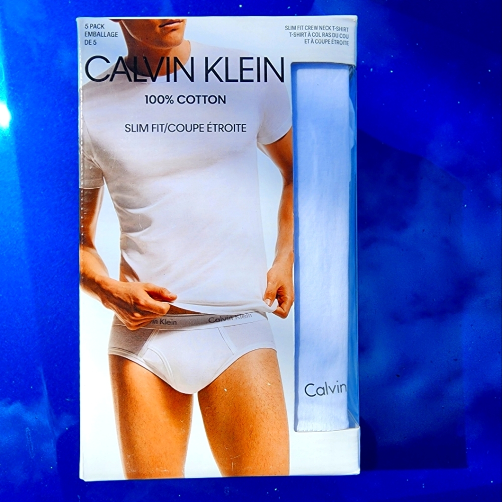 5 pack white slim fit Calvin Klein T Shirts